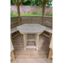 Forest Garden 3.6m Hexagonal Wooden Garden Gazebo With Timber Roof – Furnished (Cream) - Home Delivery & Installation -Simply Garden Decor 2 50