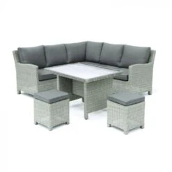 Kettler Palma Mini Casual Dining Set With Glass Table Whitewash -Simply Garden Decor 400564 palma mini corner set