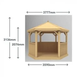 Forest Garden 3.6m Hexagonal Wooden Garden Gazebo With Thatched Roof – Furnished (Green) - Home Delivery & Installation -Simply Garden Decor 4 25