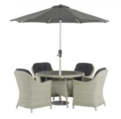 Bramblecrest Chatsworth 4 Seat Set W 120cm Table & Parasol -Simply Garden Decor 4 seat set