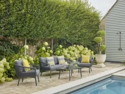 Bramblecrest Palermo 2 Seat Sofa Set W Coffee Table & 2 Sofa Chairs - Anthracite