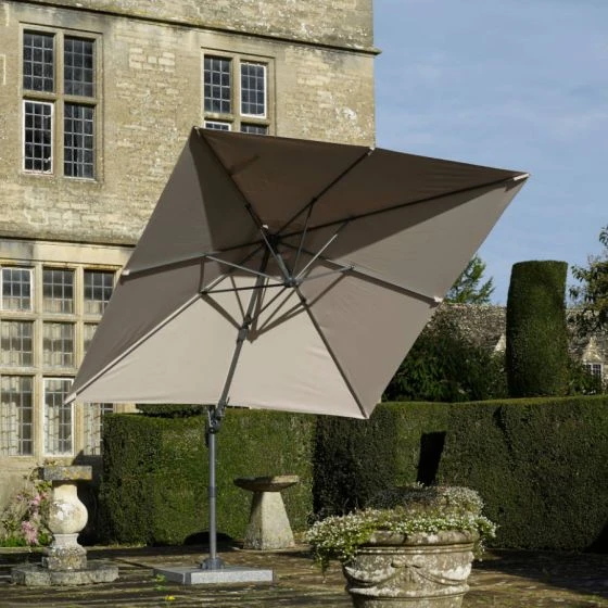 Bramblecrest Lichfield 2.7m Square Side Post Parasol Sand With 100kg Granite Base - Image 2