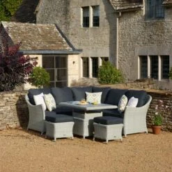 Bramblecrest Chatsworth Mini Modular Sofa Set W Adj Table & 2 Stools