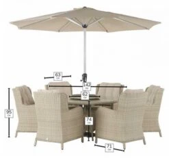 Bramblecrest Chedworth 6 Seat Set W 140Cm Round Table W Lazy Susan & Parasol -Simply Garden Decor chedworth 6 seater dimensions