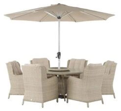 Bramblecrest Chedworth 6 Seat Set W 140Cm Round Table W Lazy Susan & Parasol -Simply Garden Decor chedworth 6 seater web