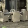Bramblecrest Chedworth 220 X 145cm Elliptical Table, 60cm Lazy Susan, 2 Recliners, 6 Armchairs & Parasol - Sandstone
