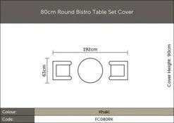 Round 80cm Bistro Table Set Cover - Khaki -Simply Garden Decor fc080rk image2