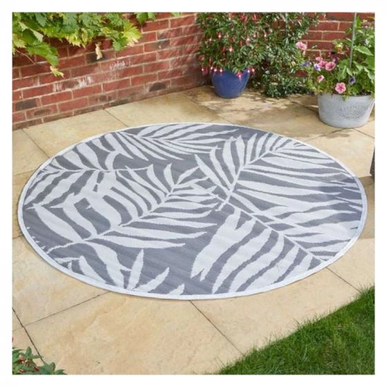 Alfresco Round Mat Fern 180cm - Grey 1 Alfresco Round Mat Fern 180cm - Grey