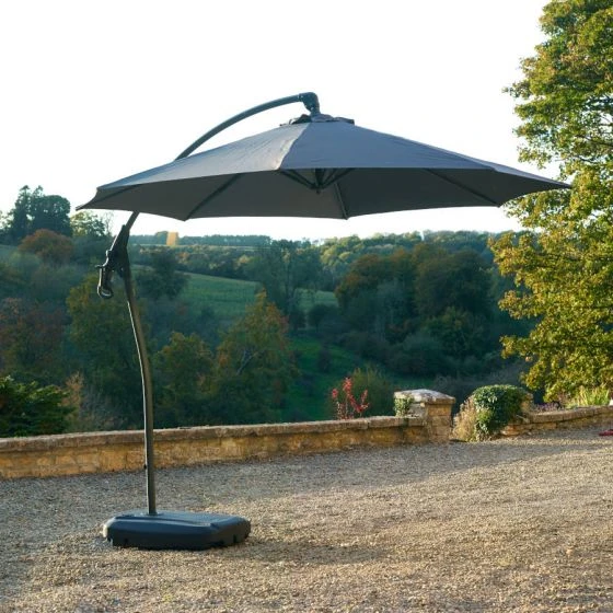 Bramblecrest Gloucester Grey Cantilever Parasol With Base And Cover 1 Bramblecrest Gloucester Grey Cantilever Parasol With Base And Cover
