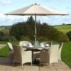 Bramblecrest Tetbury 6 Seat Set W 135cm Table & Parasol - Nutmeg