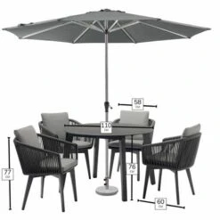 Bramblecrest Palermo 4 Seat Set W 110cm Dining Table & Parasol - Anthracite 10 Bramblecrest Palermo 4 Seat Set W 110cm Dining Table & Parasol - Anthracite -Simply Garden Decor palermo 4 seat dimensions
