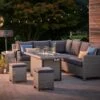 Kettler Palma Corner Set With Firepit Table - Whitewash