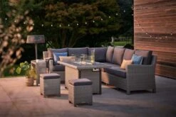 Kettler Palma Corner Set With Firepit Table - Whitewash