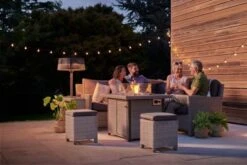 Kettler Palma Mini Corner Seating With Firepit Table (Whitewash With Grey Taupe Cushions) -Simply Garden Decor palma mini with firepit and people