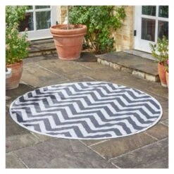 Alfresco Round Mat Zigzag 180cm - Onxy