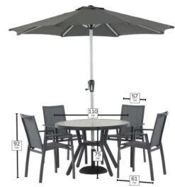 Bramblecrest Seville 4 Seat Set W 110cm Dining Table & Parasol -Simply Garden Decor seville 4 seat dimensions 1