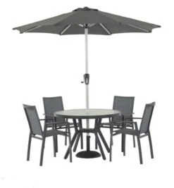 Bramblecrest Seville 4 Seat Set W 110cm Dining Table & Parasol -Simply Garden Decor seville 4 seater