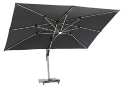 Worcester Rectangle Side Post Parasol W LEDs & Cover Grey W Base