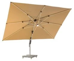 Worcester Rectangle Side Post Parasol W LEDs & Cover Sand W Base