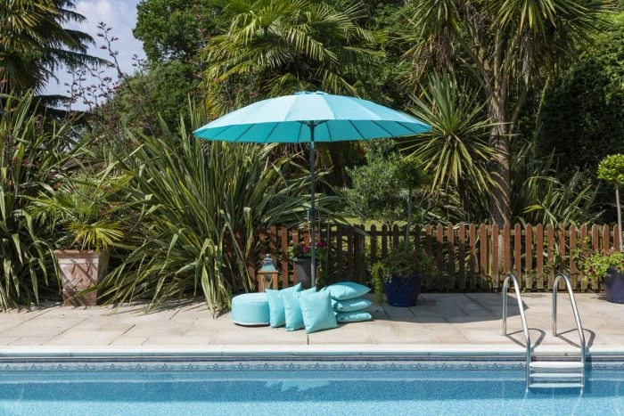 Sturdi Aluminium Shanghai 2.7m Crank Parasol Aqua 1 Sturdi Aluminium Shanghai 2.7m Crank Parasol Aqua