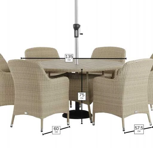 Bramblecrest Tetbury 6 Seat Set W 135cm Table & Parasol - Nutmeg 3 Bramblecrest Tetbury 6 Seat Set W 135cm Table & Parasol - Nutmeg - Image 3