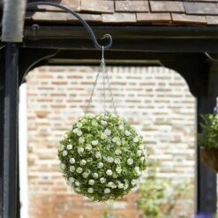 Topiary White Rose Ball -Simply Garden Decor topiary white rose ball 2