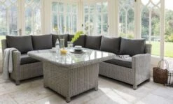 Kettler Palma Grande Corner Set W Glass Table Whitewash