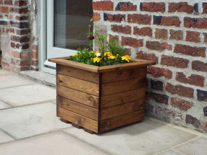 Charles Taylor Large Square Wooden Planter 1 Charles Taylor Large Square Wooden Planter