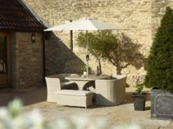 Bramblecrest Tetbury 8 Seat Balcony Set W Parasol - Nutmeg