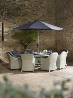 Bramblecrest Chatsworth 8 Seat Set W 220cm Elliptical Table, Lazy Susan & Parasol