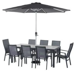 Bramblecrest Seville 8 Seat Set W 204x95cm Dining Table & Parasol -Simply Garden Decor x22ase206rt2 1 1 web