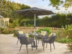 Bramblecrest Palermo 4 Seat Set W 110cm Dining Table & Parasol - Anthracite