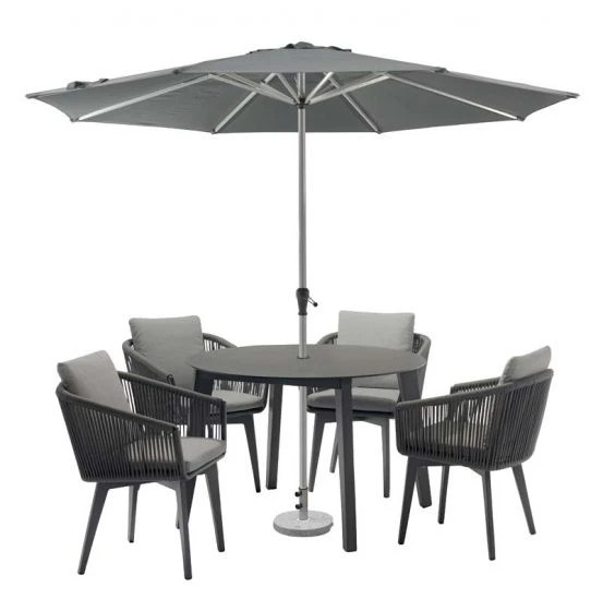 Bramblecrest Palermo 4 Seat Set W 110cm Dining Table & Parasol - Anthracite 6 Bramblecrest Palermo 4 Seat Set W 110cm Dining Table & Parasol - Anthracite - Image 6