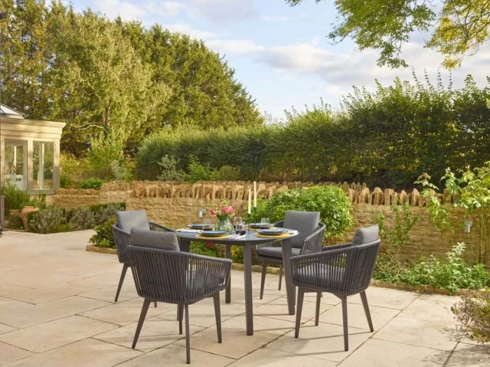 Bramblecrest Palermo 4 Seat Set W 110cm Dining Table & Parasol - Anthracite 3 Bramblecrest Palermo 4 Seat Set W 110cm Dining Table & Parasol - Anthracite - Image 3