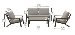 Bramblecrest Zurich 2 Seat Sofa Set W Coffee Table & 2 Sofa Chairs -Simply Garden Decor zurich sofa set dimensions